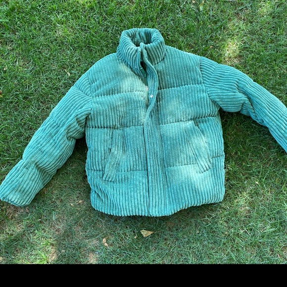 ZARA Green Puffer Jacket Size Medium – Unisex Winter Coat Puff Style - Picture 1 of 11